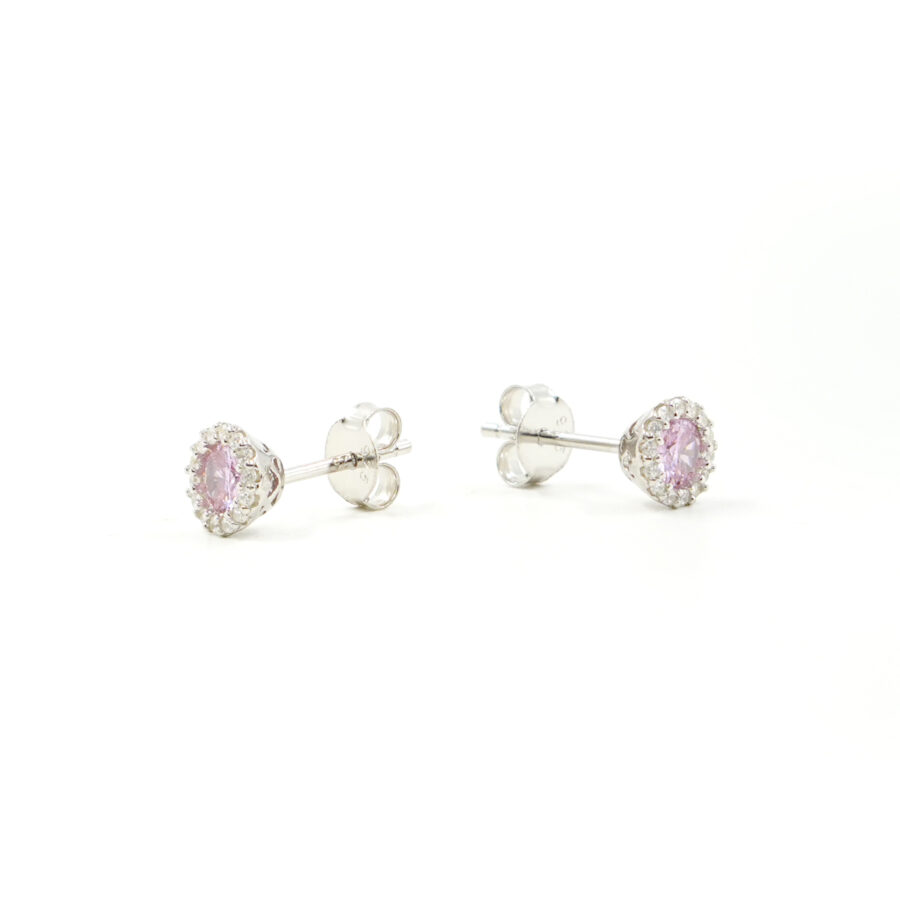 Orecchini in argento 925 con zirconi rosa e bianchi – Rodiato