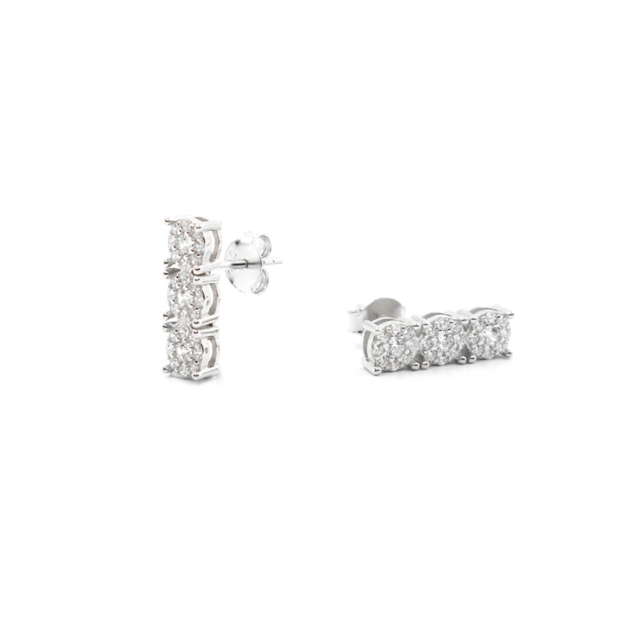 Orecchini Trilogy in argento 925 con zirconi bianchi – Rodiato