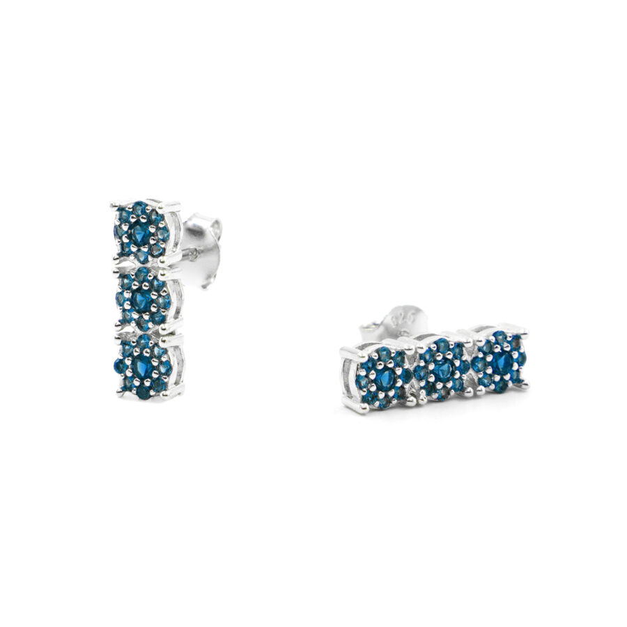 Orecchini Trilogy in argento 925 con zirconi blu – Rodiato