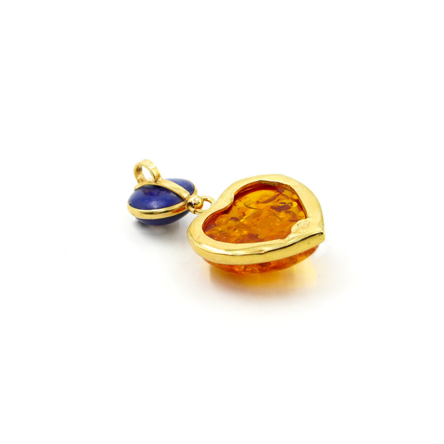 Pendente in argento 925 con lapis e cuore di ambra - Dorato - immagine 2
