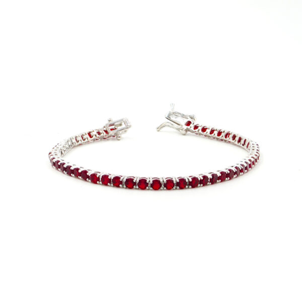 Bracciale Tennis in argento 925 con zirconi rossi 3mm – Rodiato – <em>Lunghezza 18cm</em>
