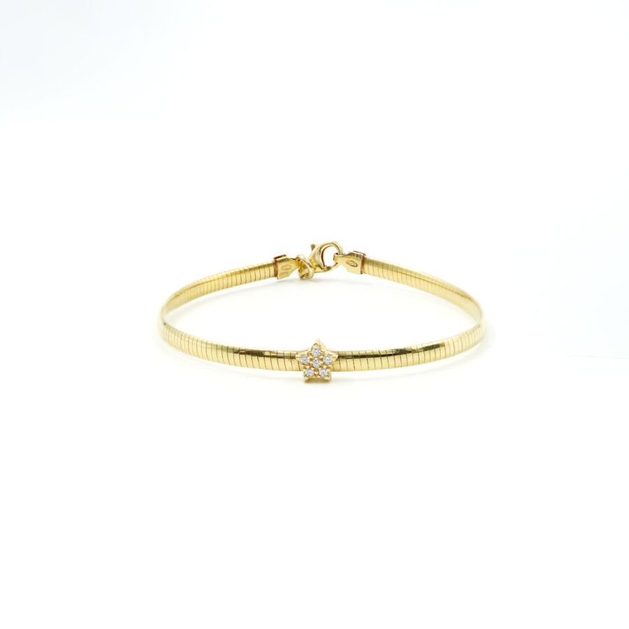 Bracciale catena Serpente in argento 925 con elemento stella con zirconi bianchi – Dorato