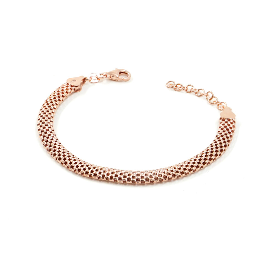 Bracciale catena Coreana piatta in argento 925 misura 6,00mm - Rosato