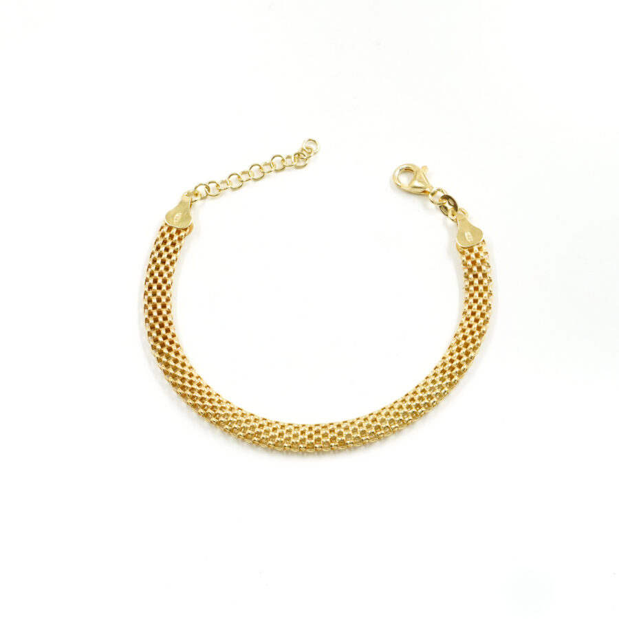 Bracciale catena Coreana piatta in argento 925 misura 6,00mm – Dorato
