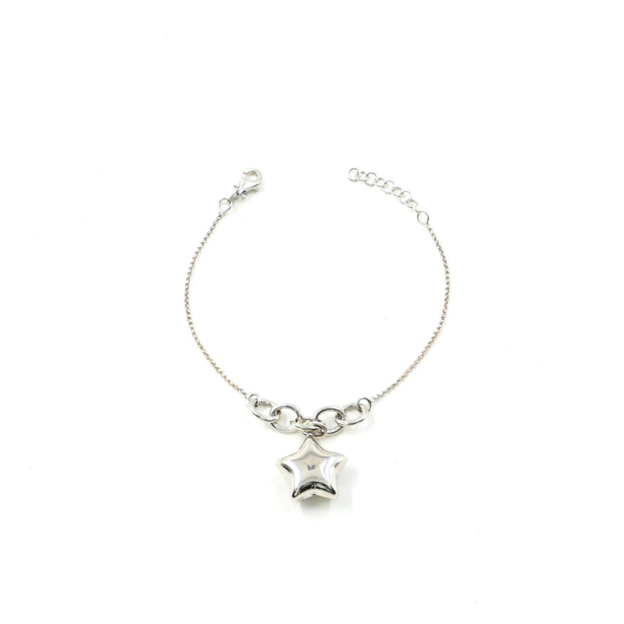 Bracciale a catena rolo in argento 925 con cuore - Rodiato