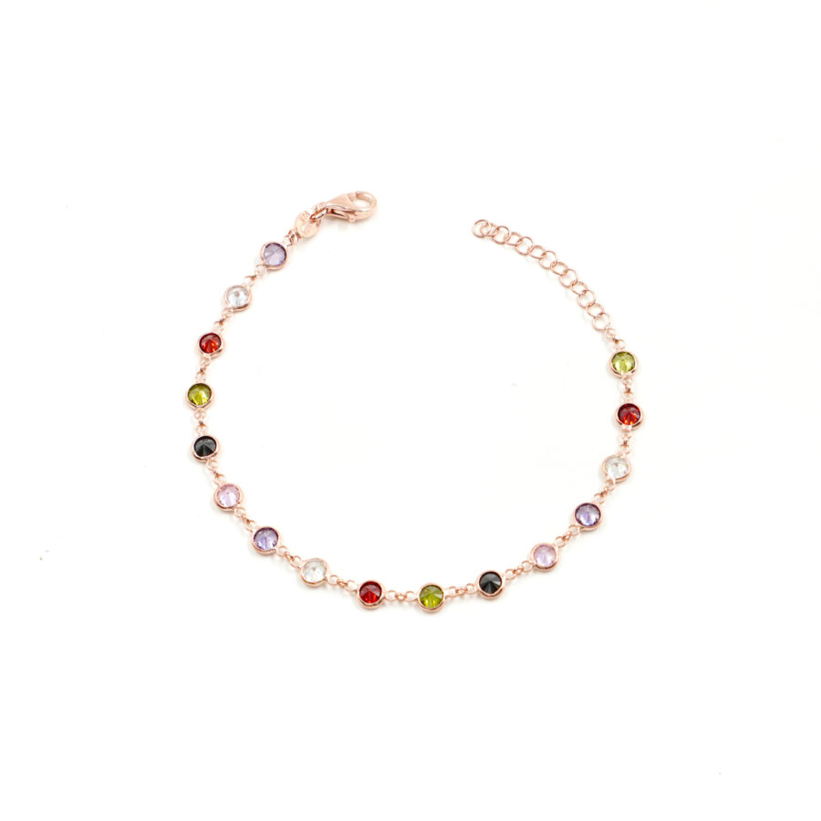 Bracciale in argento 925 con zirconi multicolori 2,50mm – Rosato