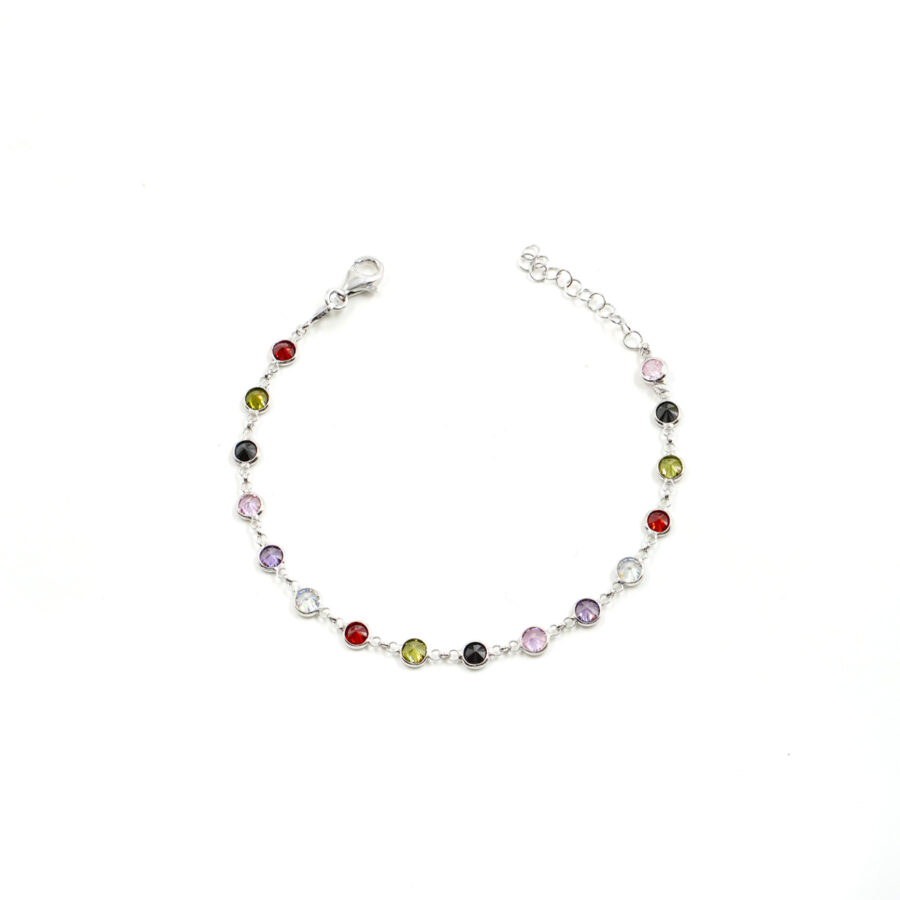 Bracciale in argento 925 con zirconi multicolori 2,50mm – Rodiato