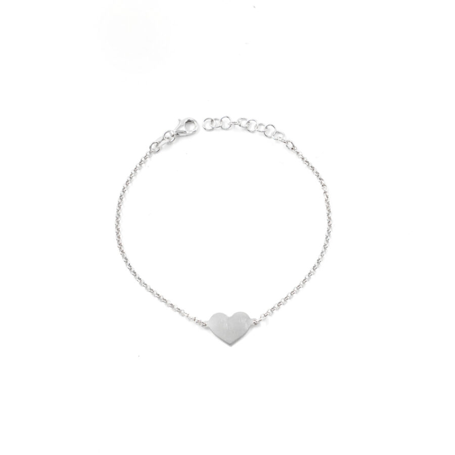 Bracciale a catena rolo in argento 925 con cuore - Rodiato