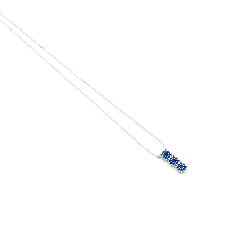 Collana con pendente Trilogy in argento 925 con zirconi blu – Rodiato - immagine 2