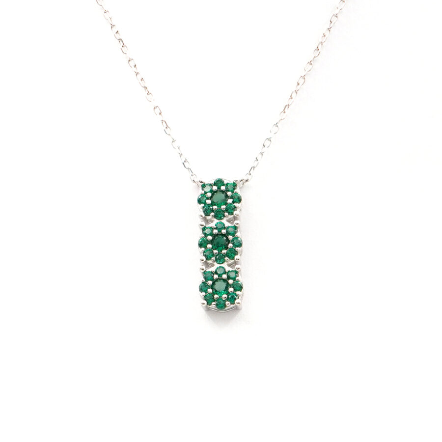 Collana con pendente Trilogy in argento 925 con zirconi verdi – Rodiato