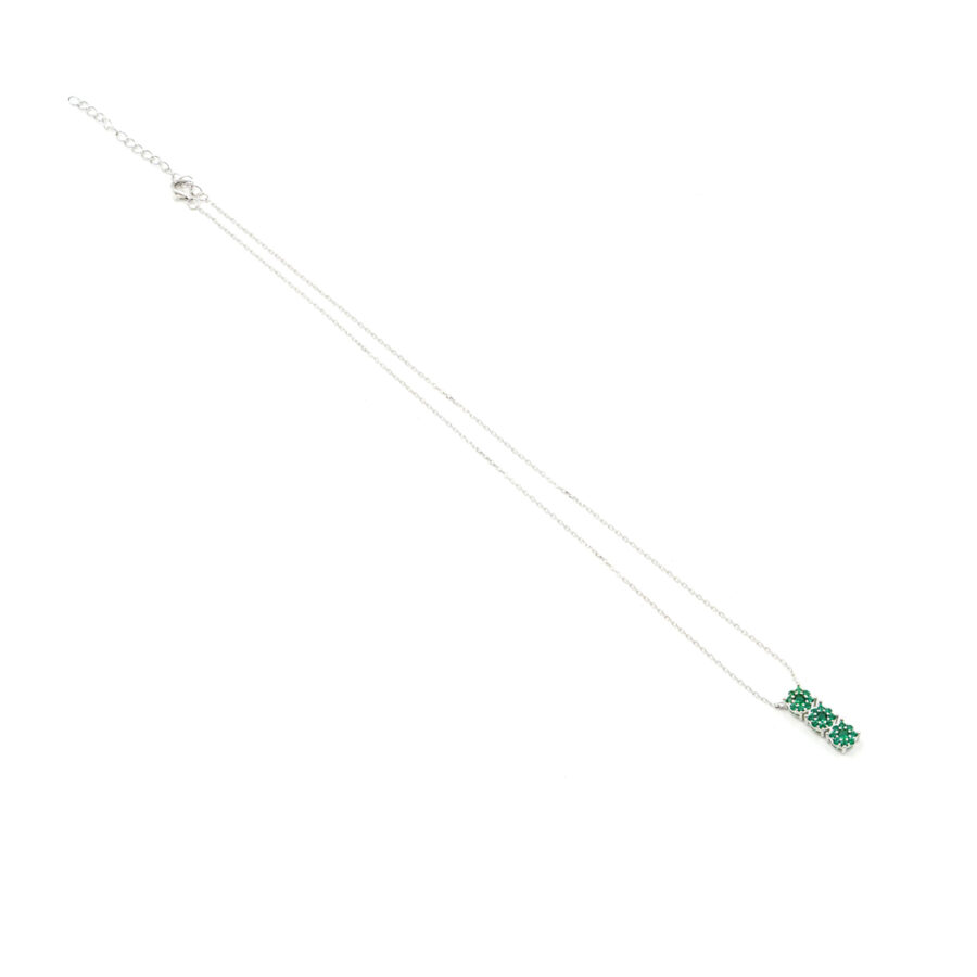 Collana con pendente Trilogy in argento 925 con zirconi verdi – Rodiato - immagine 2