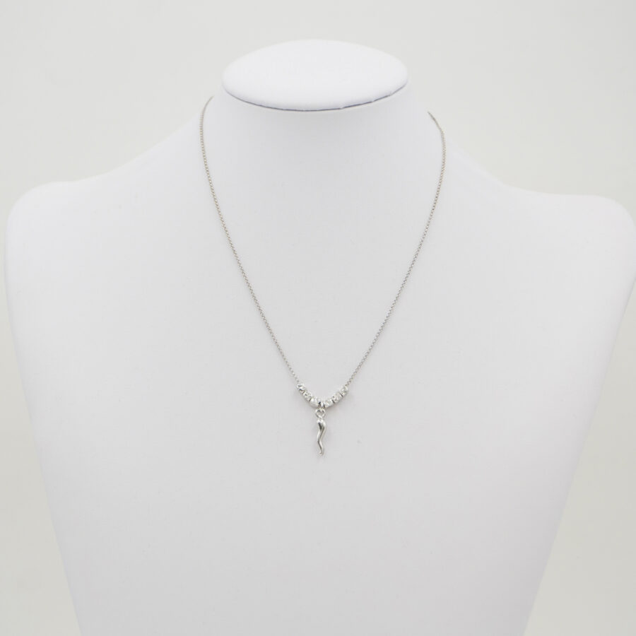 Collana portafortuna con catena rolo in argento 925 e pendente corno – Rodiato