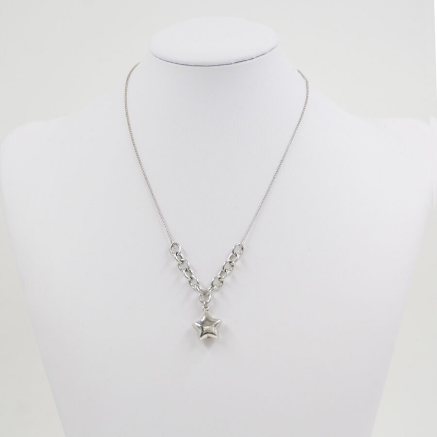 Collana con catena rolo in argento 925 e pendente stella – Rodiato