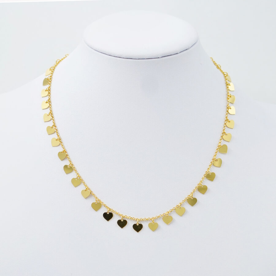 Collana con catena rolo in argento 925 con elementi cuore – Dorato