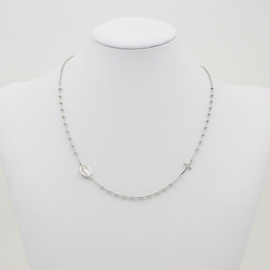 Collana rosario con catena rolo in argento 925 – Rodiato