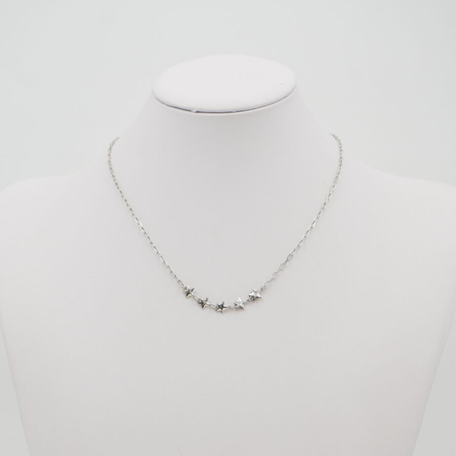 Collana con catena graffetta in argento 925 con stelle – Rodiato