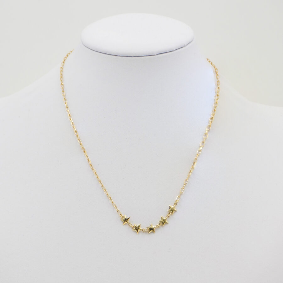 Collana con catena graffetta in argento 925 con stelle – Dorato