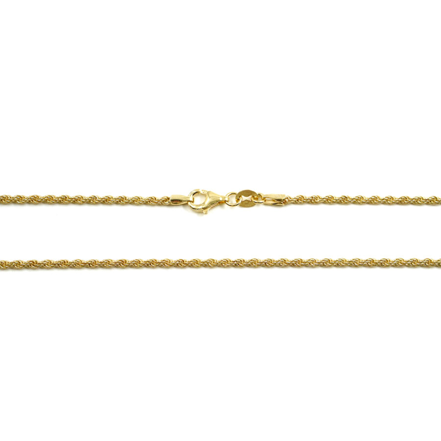 Collana catena corda in argento 925 misura 1,60mm  – Dorato - immagine 2