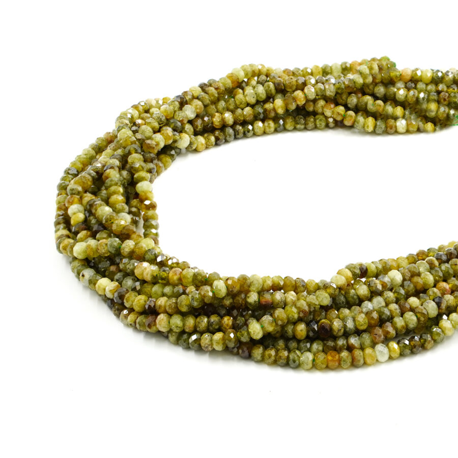 Granato verde fili rondelle sfaccettate 5x3mm