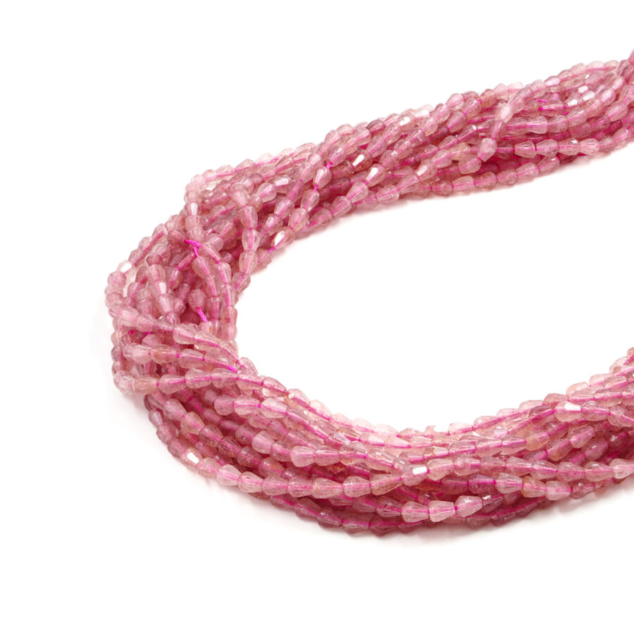 Quarzo Fragola fili gocce sfaccettati 6x4mm