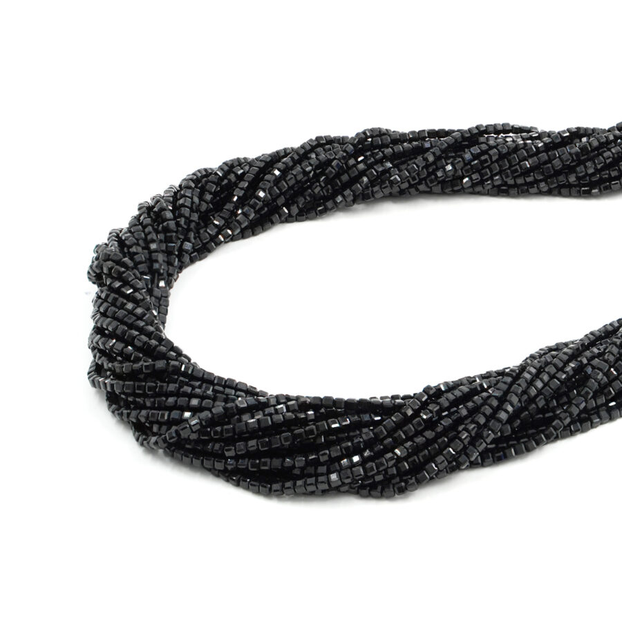 Tormalina Nera fili cubi sfaccettate 2,5mm