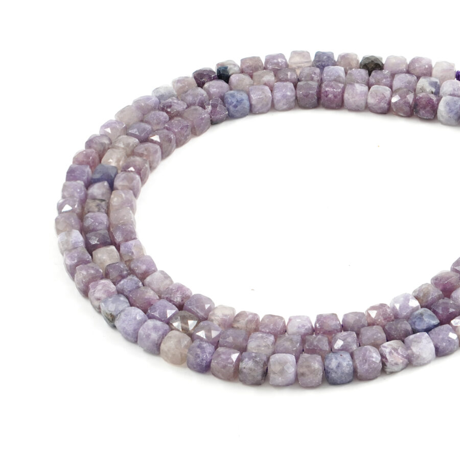 Tormalina Viola fili cubi sfaccettati 7mm