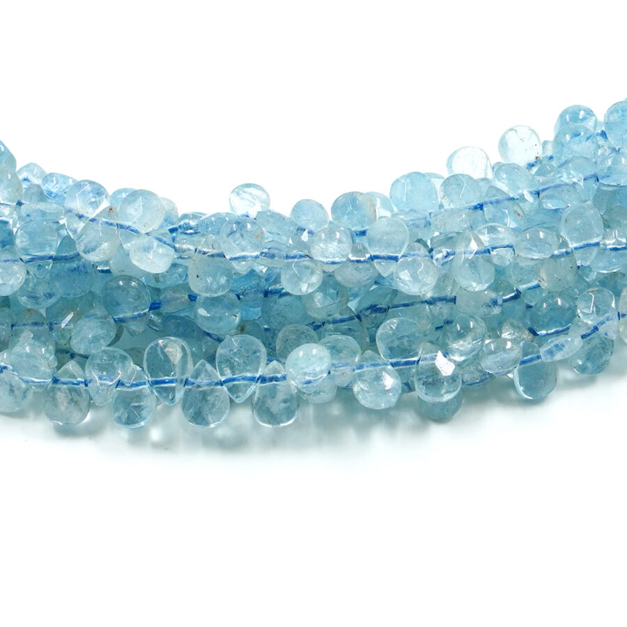 Acquamarina fili goccia sfaccettati 8x6mm – Foro Laterale - immagine 2