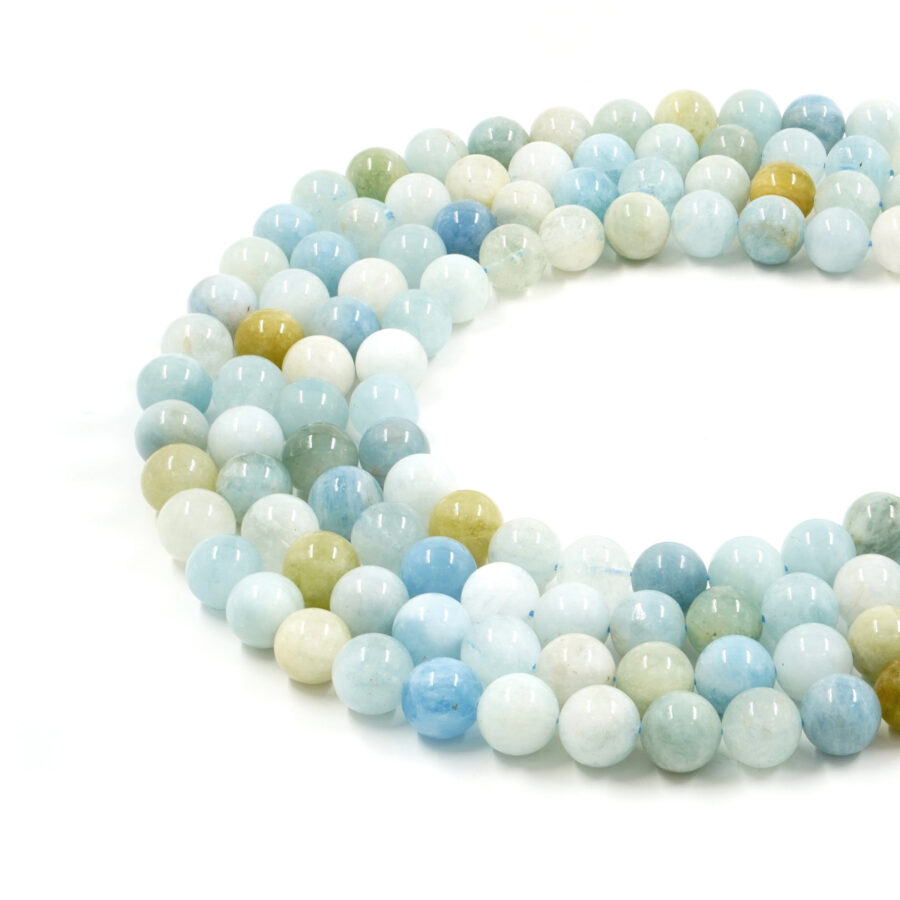 Acquamarina Multicolor fili tondi 4mm a 14mm