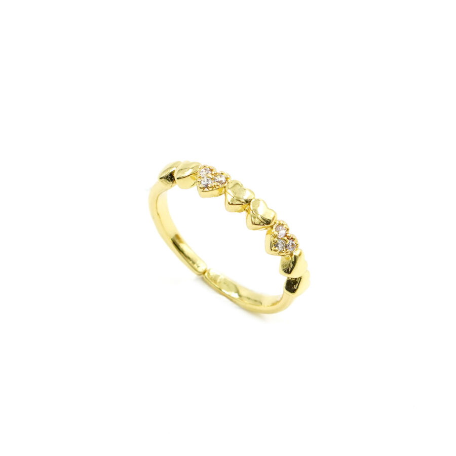 Anello fascia cuore con zirconi bianchi