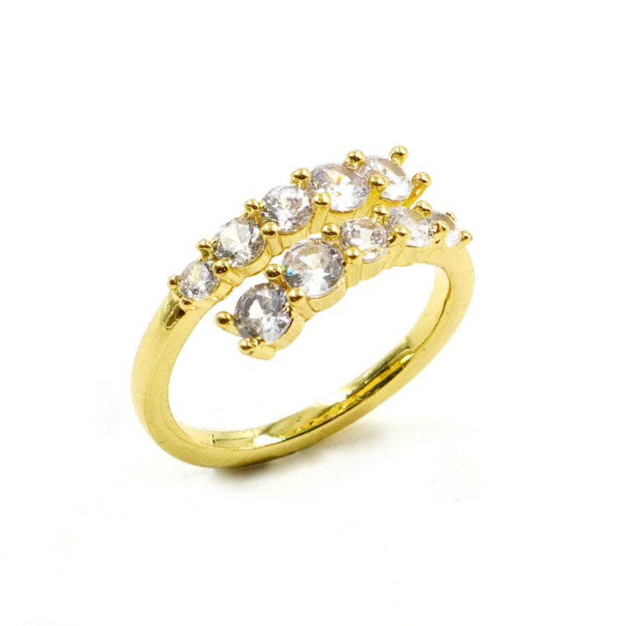 Anello veretta contrarier con zirconi bianchi