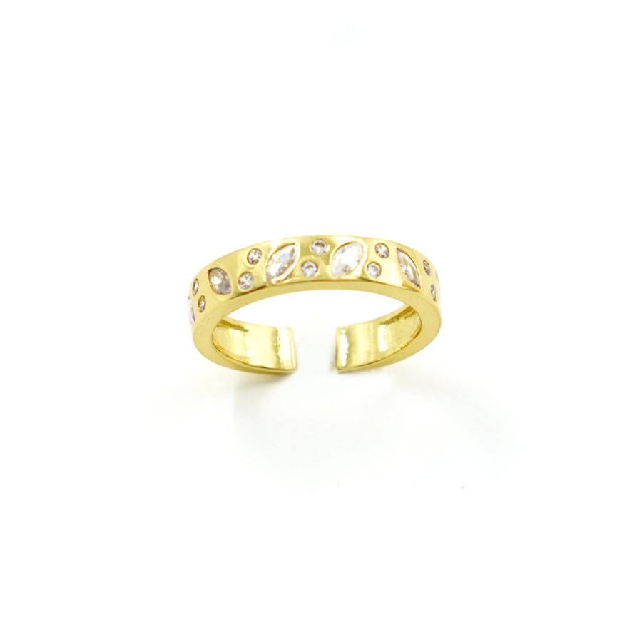 Anello fascia con zirconi bianchi