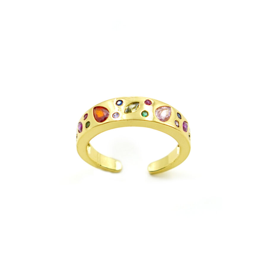 Anello fascia con zirconi multicolore
