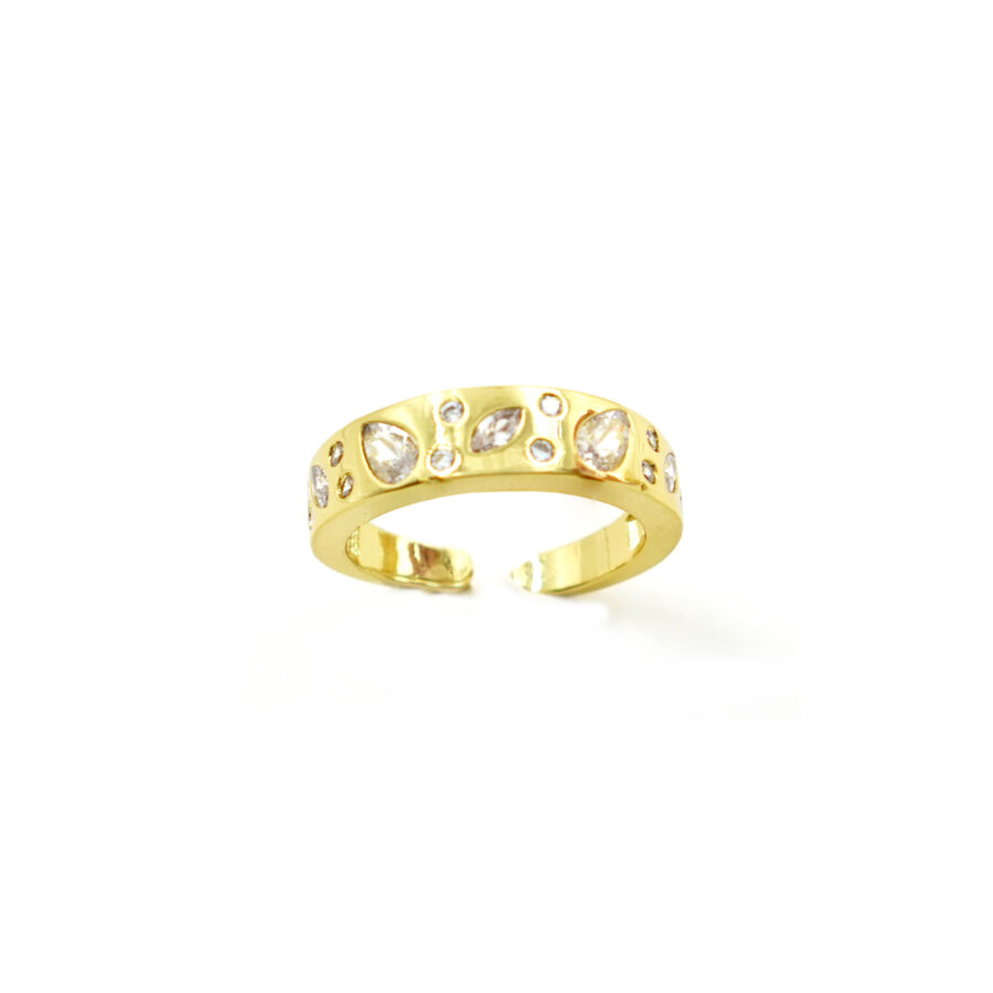 Anello fascia con zirconi bianchi