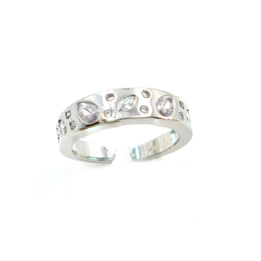 Anello fascia con zirconi bianchi