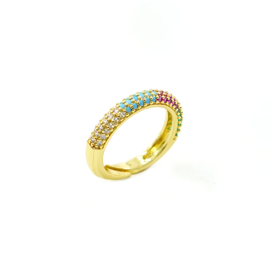 Anello fascia pave' con zirconi multicolore