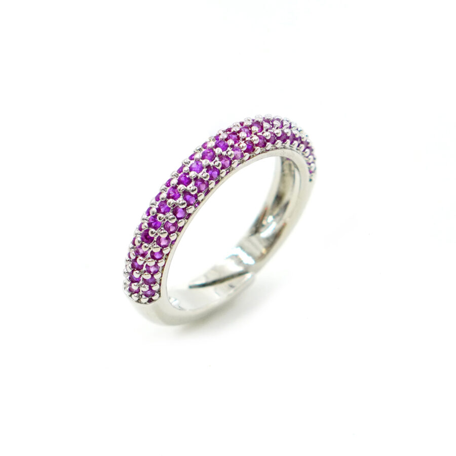 Anello fascia pave' con zirconi rossi