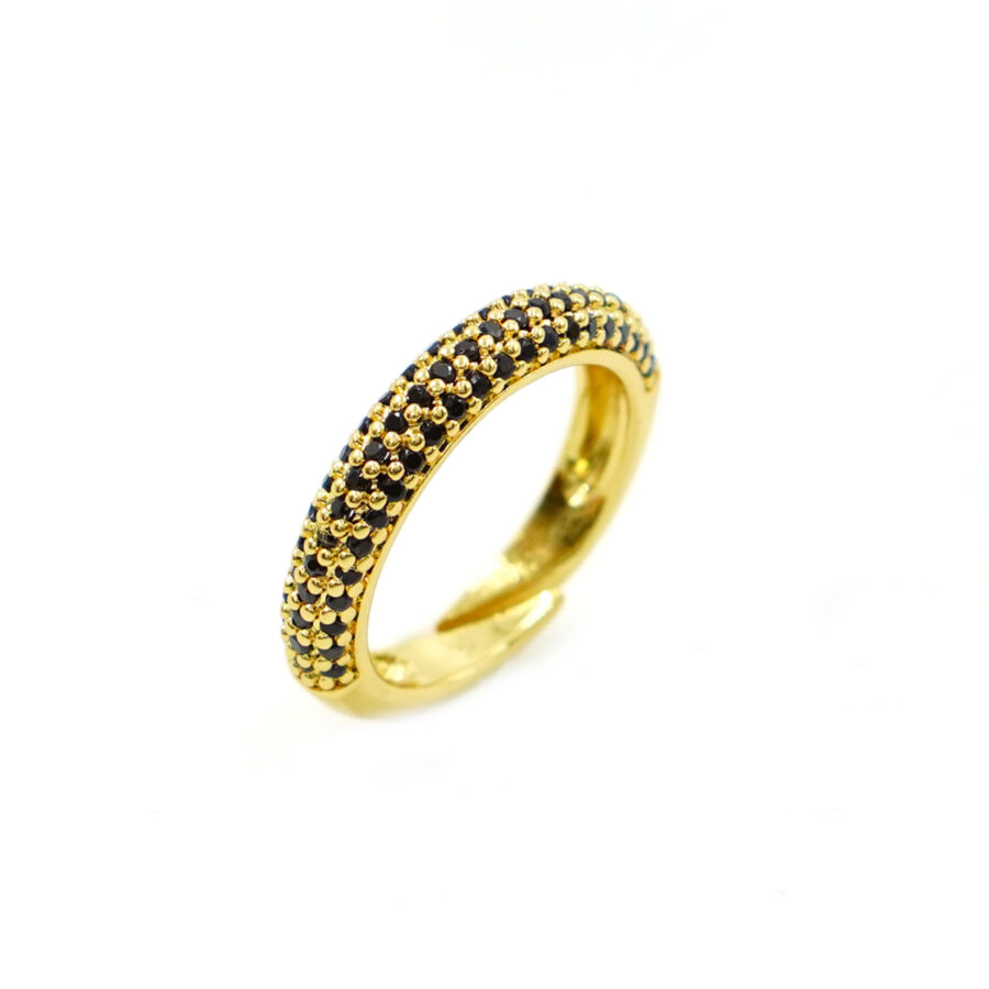 Anello fascia pave' con zirconi neri