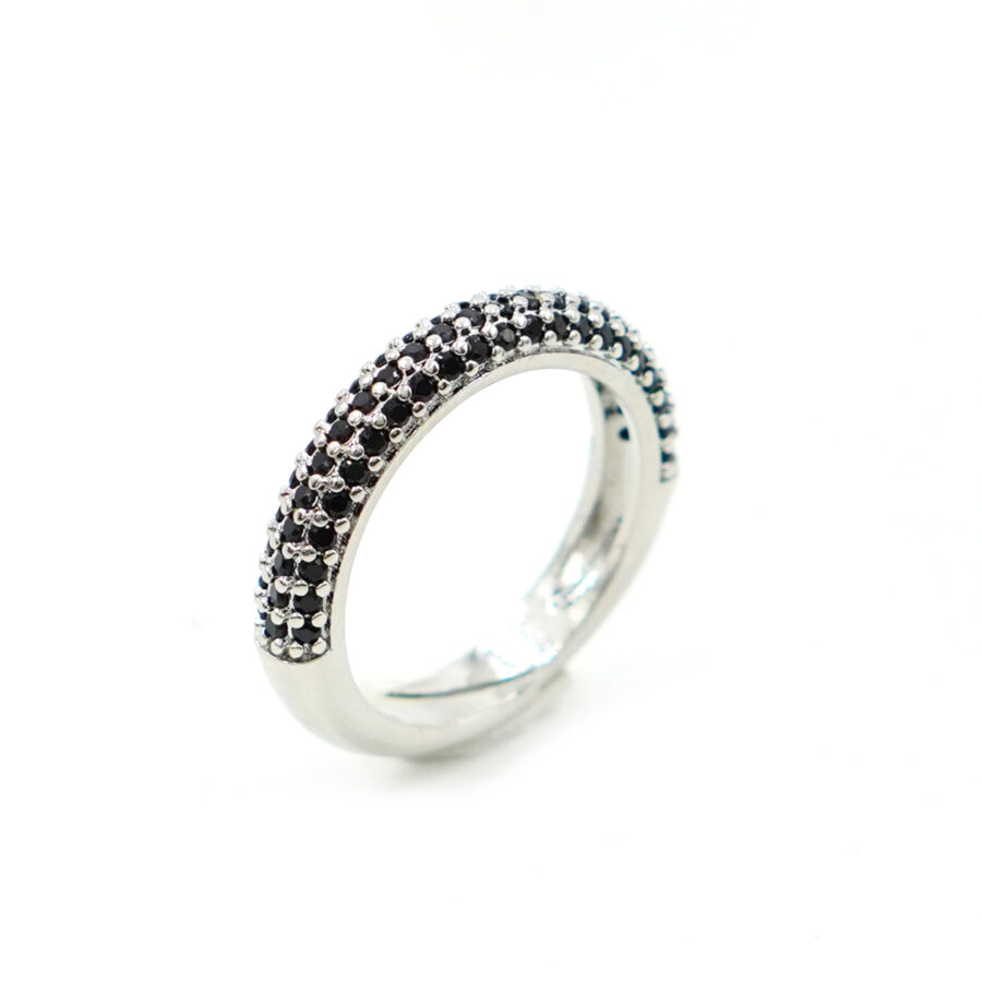 Anello fascia pave' con zirconi neri