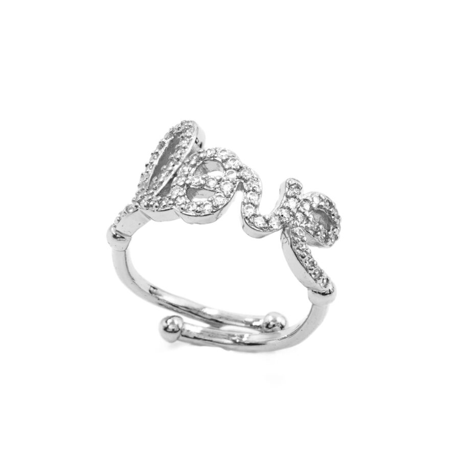 Anello fascia LoVe con zirconi bianchi
