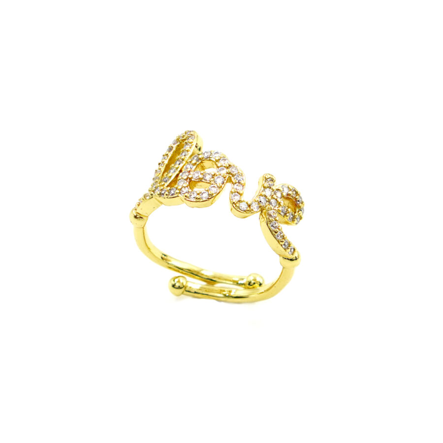 Anello fascia LoVe con zirconi bianchi