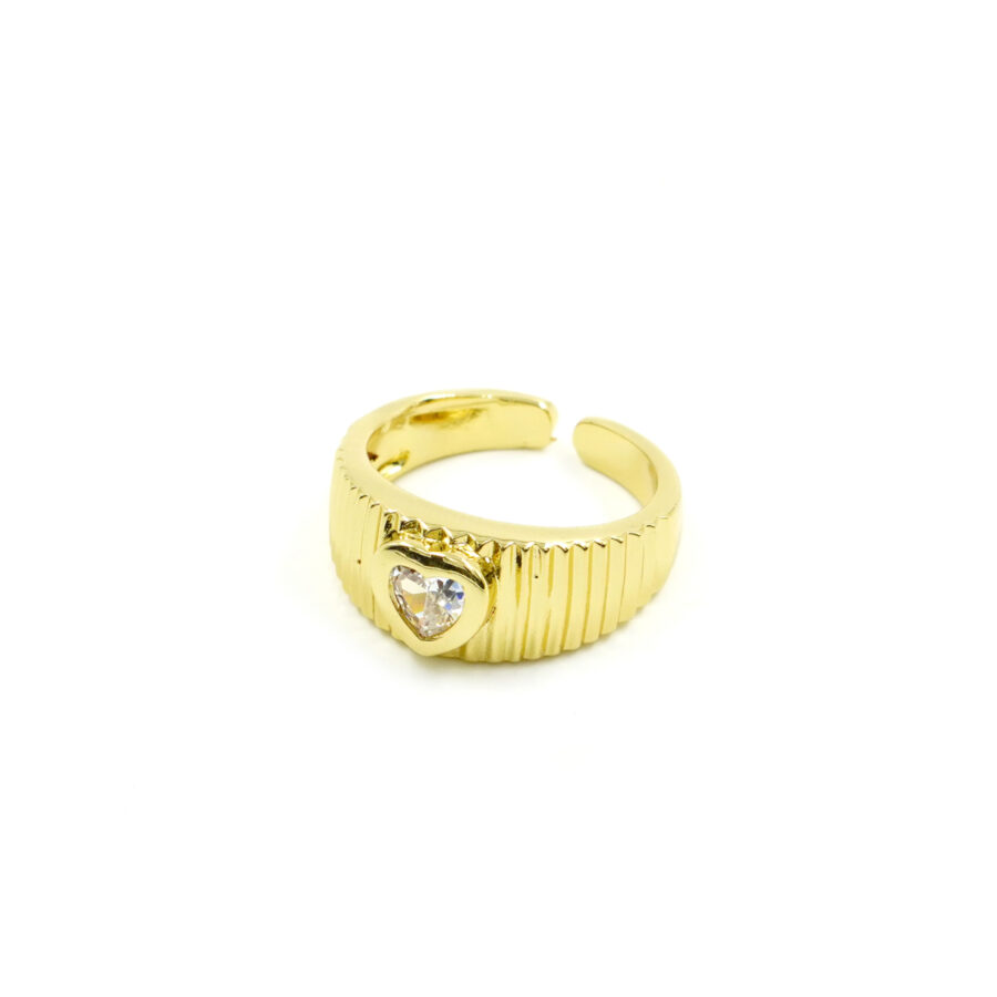 Anello fascia con zircone forma cuore bianco