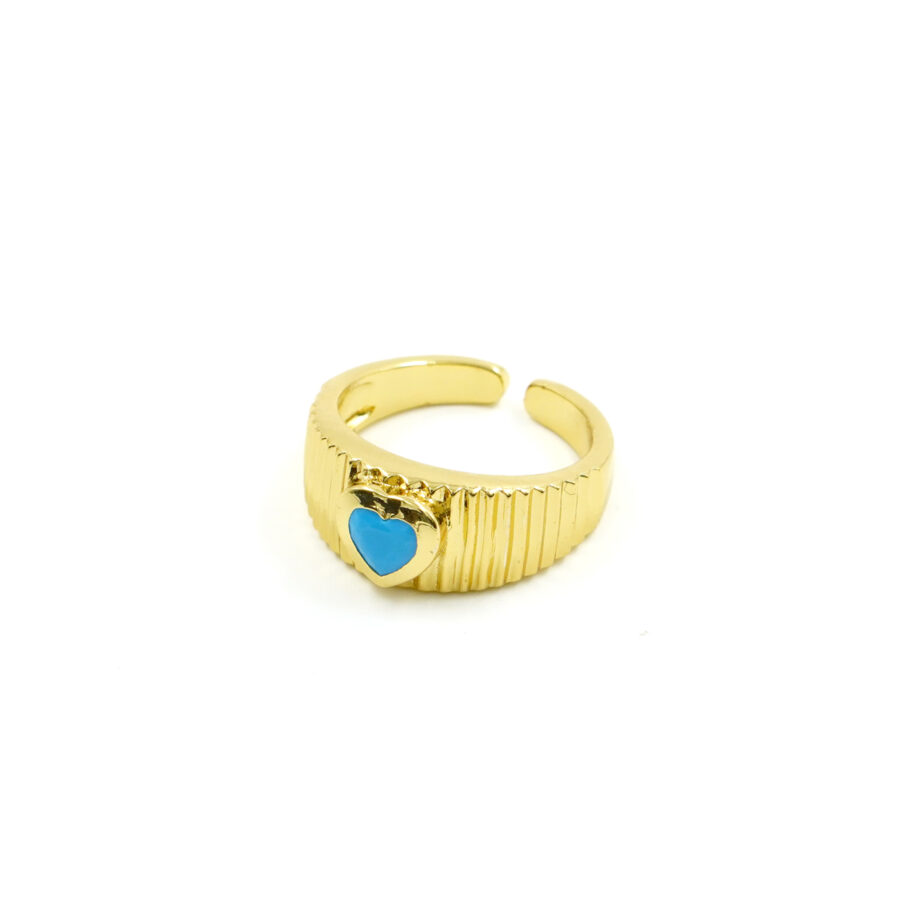 Anello fascia con zircone forma cuore turchese