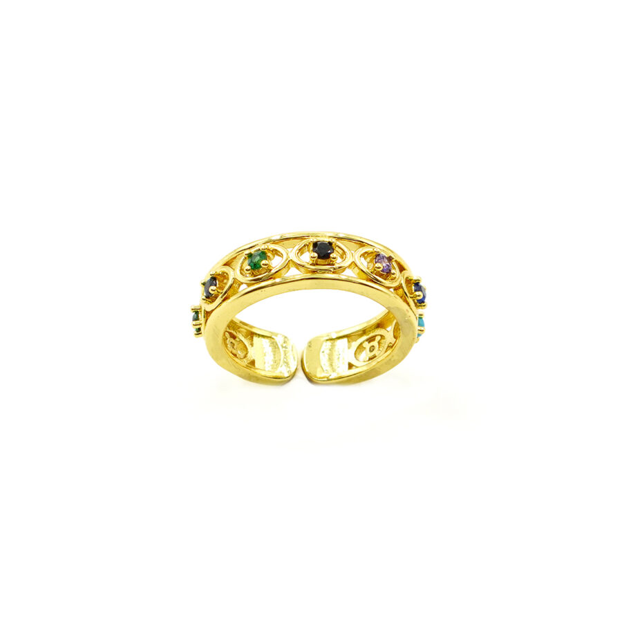 Anello fascia con zirconi multicolore
