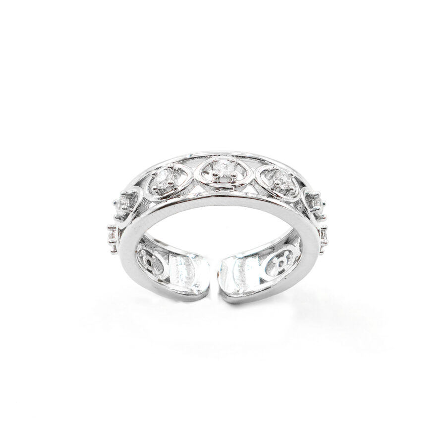 Anello fascia con zirconi bianchi