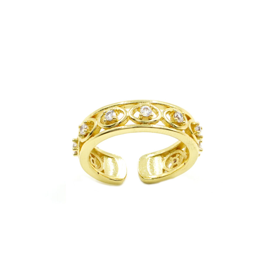 Anello fascia con zirconi bianchi