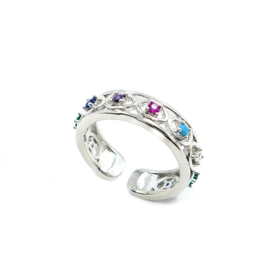 Anello fascia con zirconi multicolore