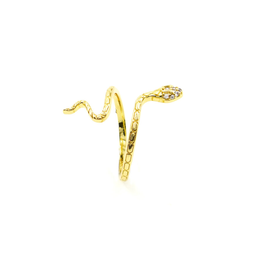 Anello serpente con occhi zirconati bianchi