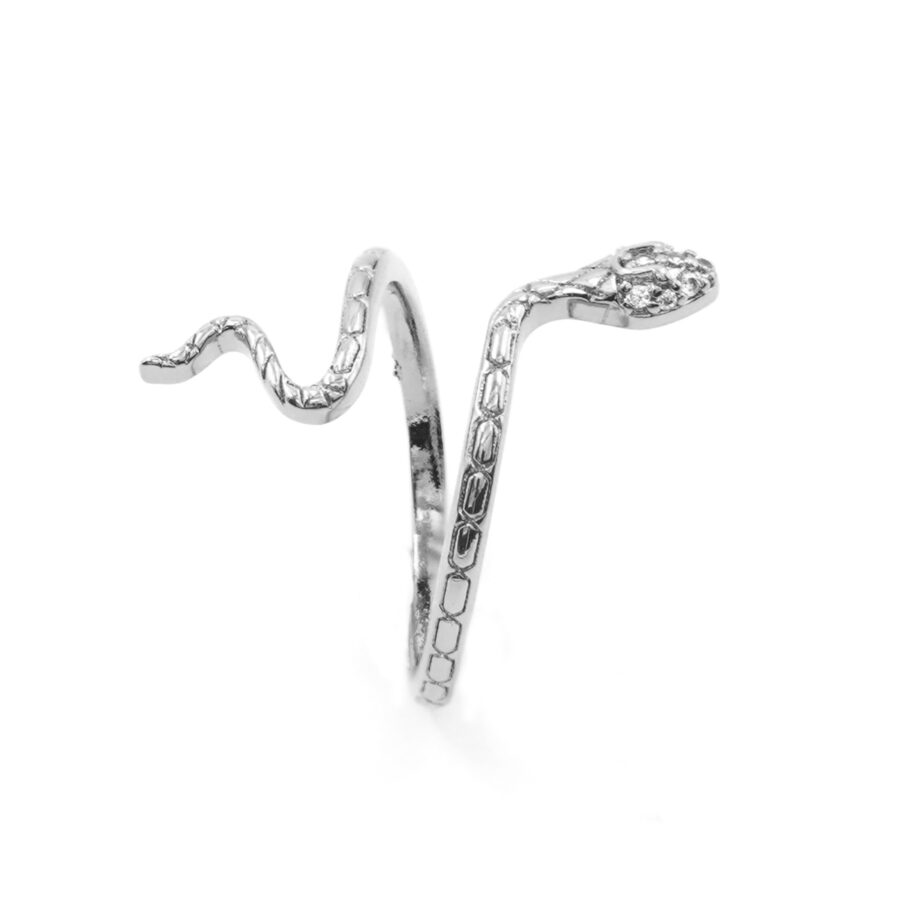 Anello serpente con occhi zirconati bianchi