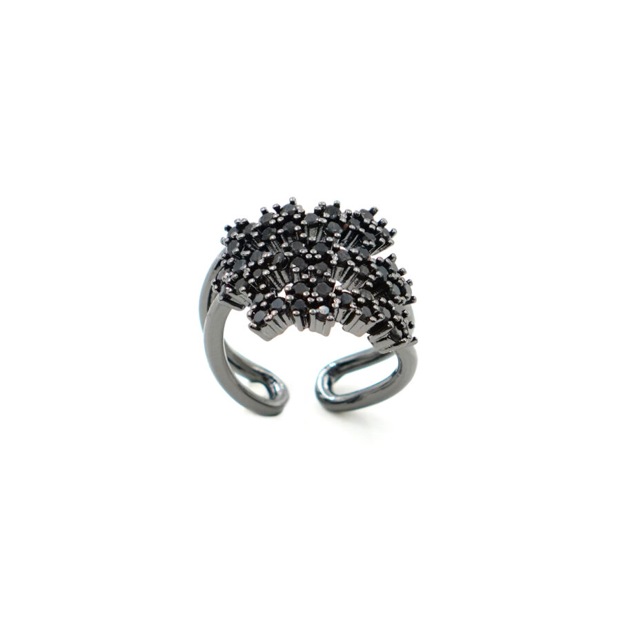 Anello fascia fiori con zirconi verdi