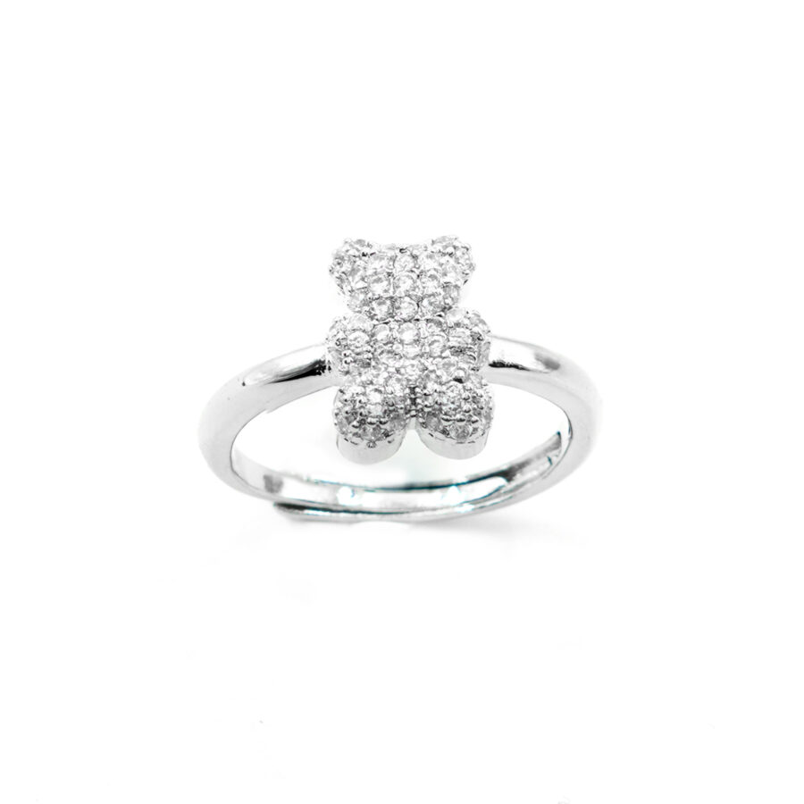 Anello orsacchiotto con zirconi bianchi
